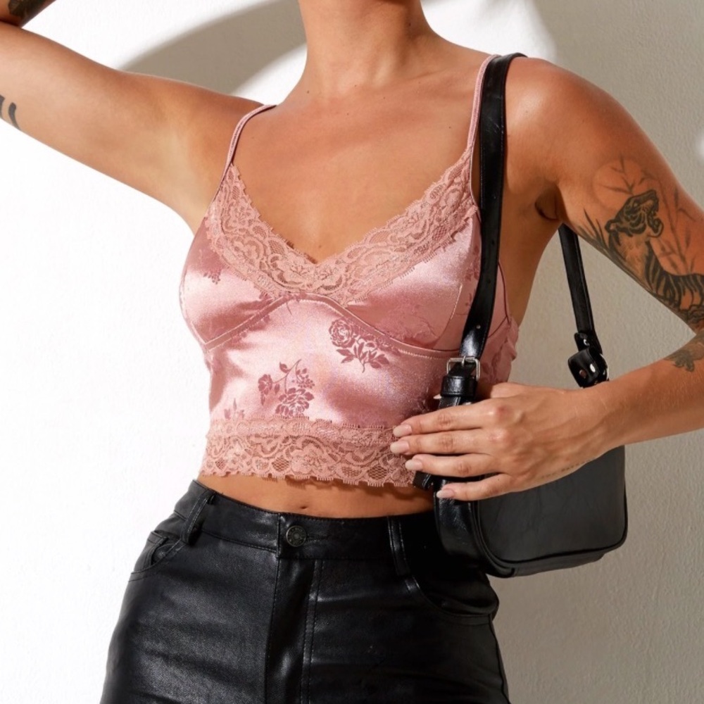Motel Rocks Dyrana Crop Top Rose Pale Pink Size Small